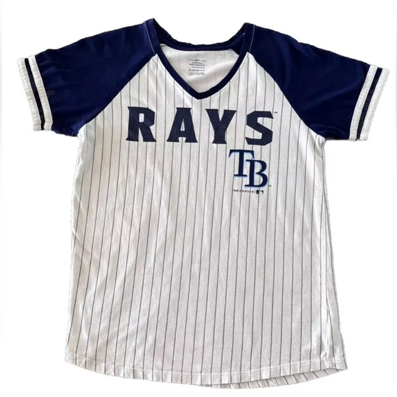 Tampa Bay Rays Jersey Style T-Shirt Girl's
Sparkle Pinstripe Shirt YXL 14 / 16 - Picture 1 of 7